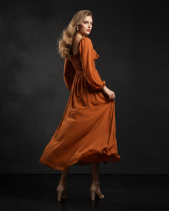 Empire Chiffonkleid Orange & Romantic - Ansicht 2