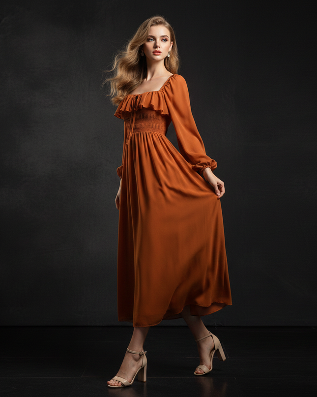 Empire Chiffonkleid Orange & Romantic - Ansicht 3