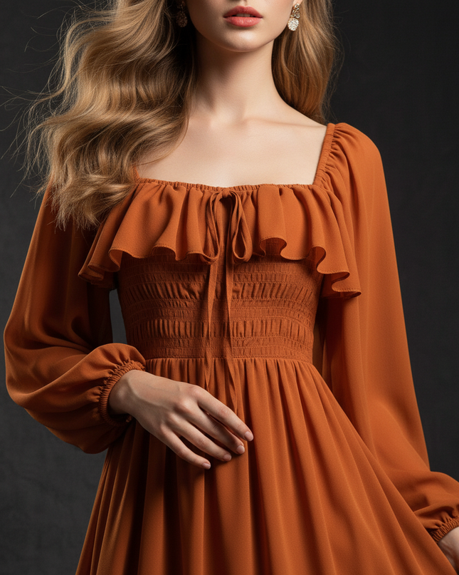 Empire Chiffonkleid Orange & Romantic - Ansicht 4