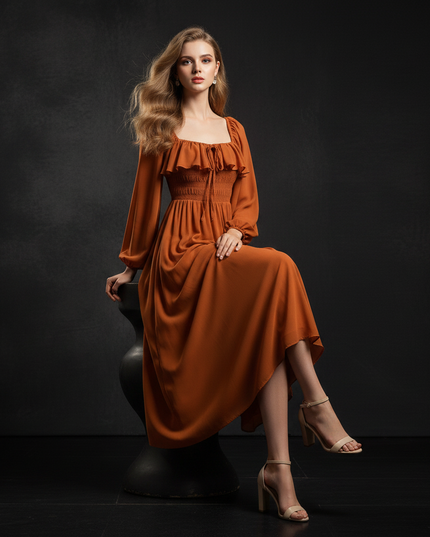 Empire Chiffonkleid Orange & Romantic - Ansicht 5