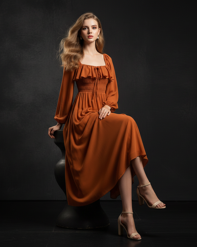 Empire Chiffonkleid Orange & Romantic - Ansicht 5