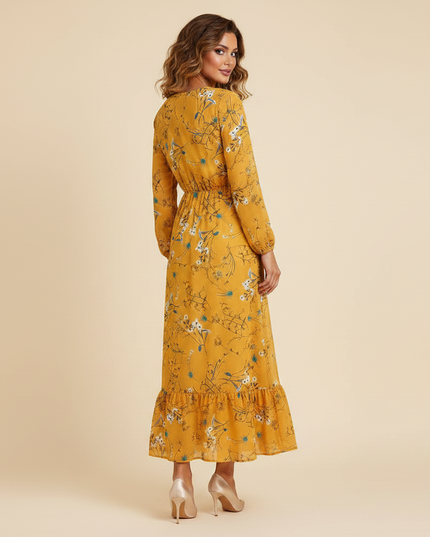 Leichtes langes Chiffonkleid in Gelb - Ansicht 2