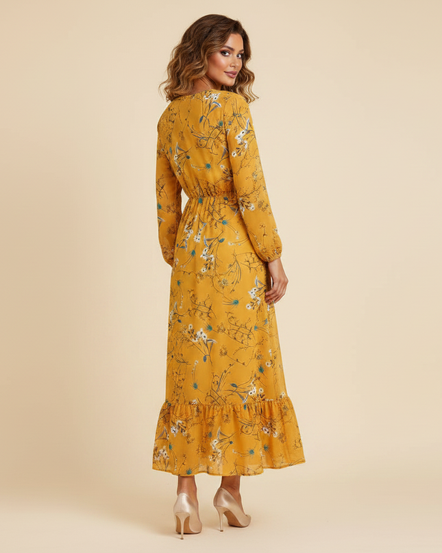 Leichtes langes Chiffonkleid in Gelb - Ansicht 2