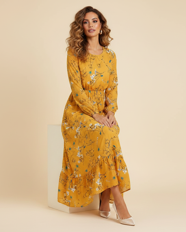 Leichtes langes Chiffonkleid in Gelb - Ansicht 5