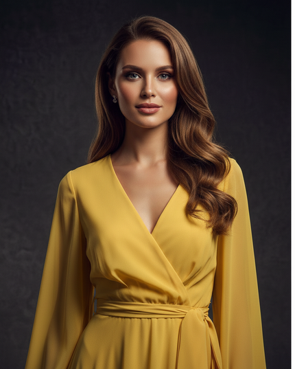 Gelbes Abendkleid mit elegantem Schlitz - Ansicht 4