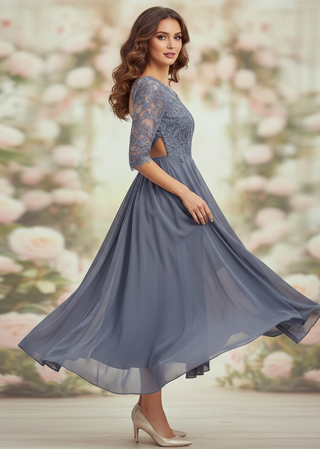 Graues Kleid mit feiner Spitze - Ansicht 1