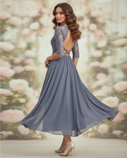 Graues Kleid mit feiner Spitze - Ansicht 2