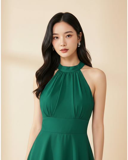 Gruenes kurzes Kleid mit Neckholder - Ansicht 4