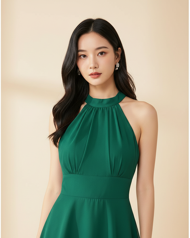 Gruenes kurzes Kleid mit Neckholder - Ansicht 4