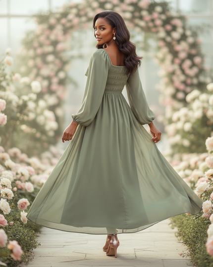 Gruenes langes Chiffonkleid - Ansicht 2