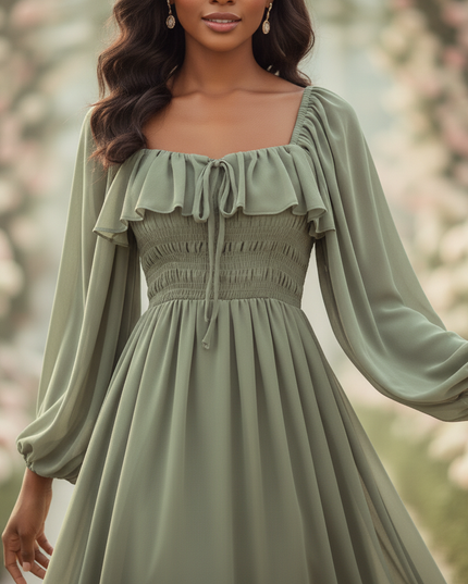 Gruenes langes Chiffonkleid - Ansicht 4
