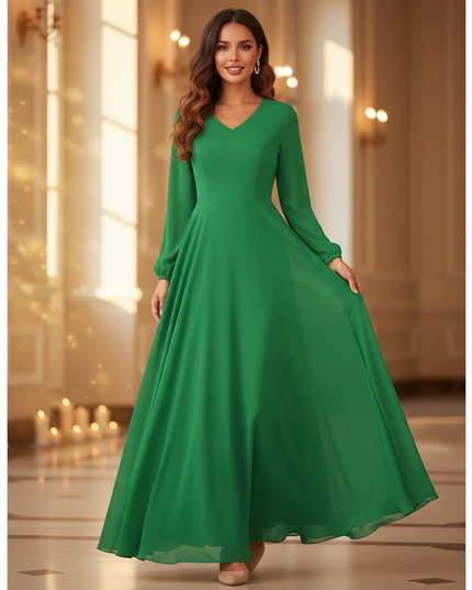 Festliches Chiffonkleid in Gruen - Ansicht 1