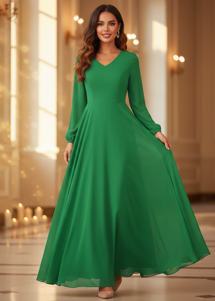 Festliches Chiffonkleid in Gruen - Ansicht 1