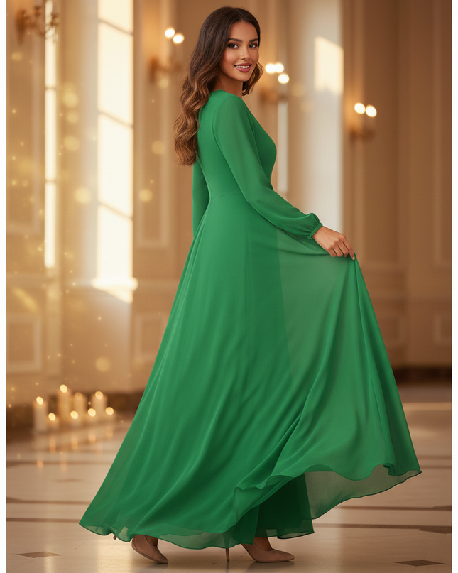 Festliches Chiffonkleid in Gruen - Ansicht 3