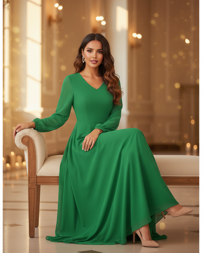 Festliches Chiffonkleid in Gruen - Ansicht 5