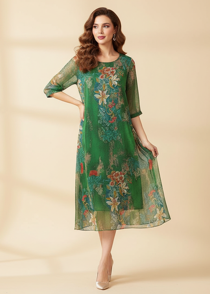 Gruenes Chiffon-Midikleid - Ansicht 1