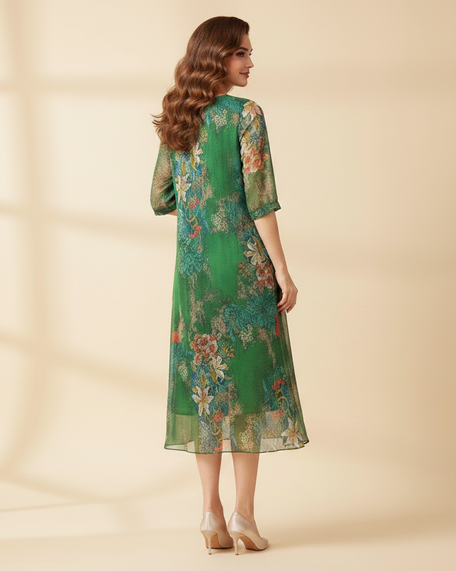 Gruenes Chiffon-Midikleid - Ansicht 2