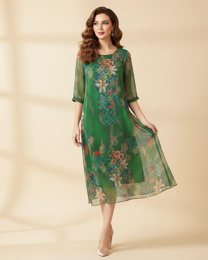 Gruenes Chiffon-Midikleid - Ansicht 3