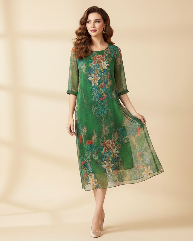 Gruenes Chiffon-Midikleid - Ansicht 3