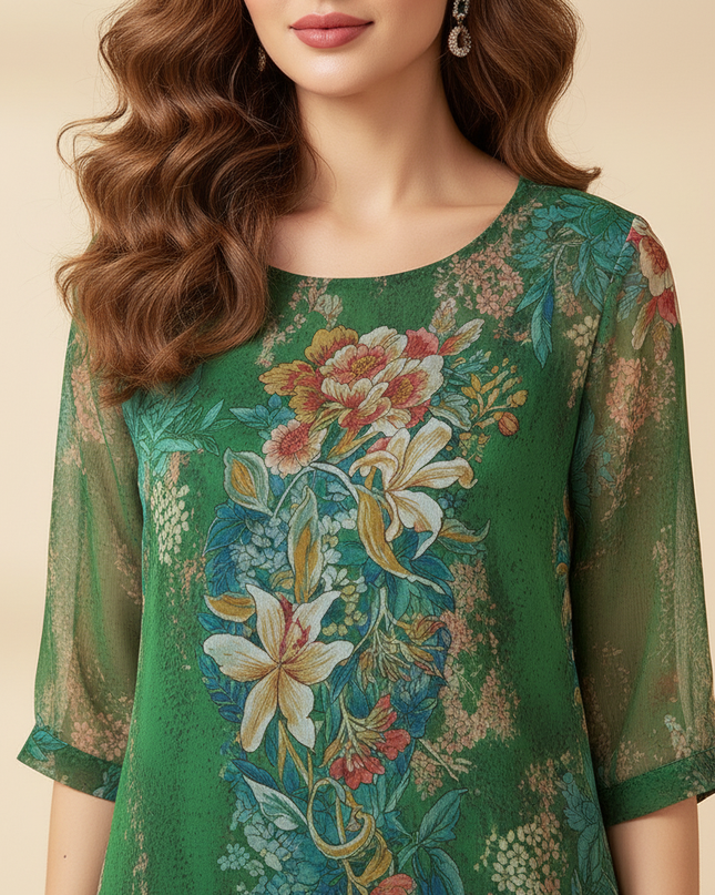 Gruenes Chiffon-Midikleid - Ansicht 4