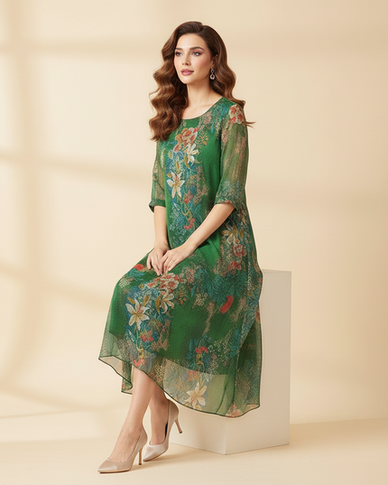 Gruenes Chiffon-Midikleid - Ansicht 5
