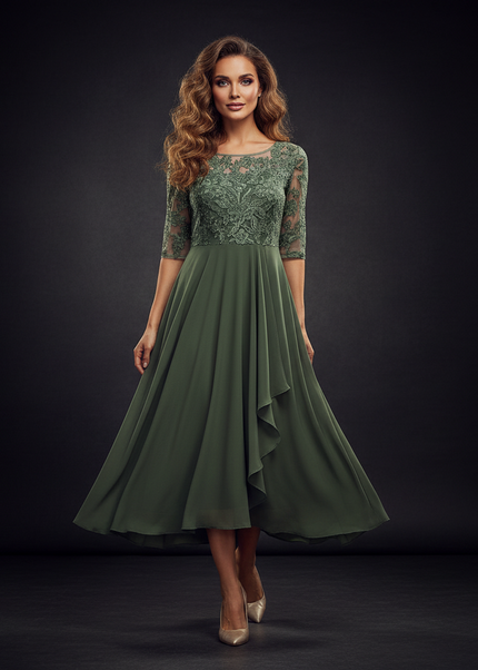 Gruenes Chiffonkleid - Ansicht 1