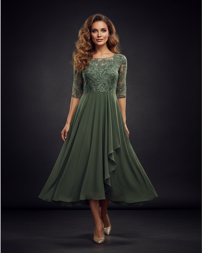 Gruenes Chiffonkleid - Ansicht 1