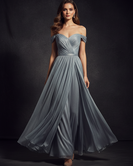 Elegantes Chiffonkleid in Hellblau - Ansicht 1