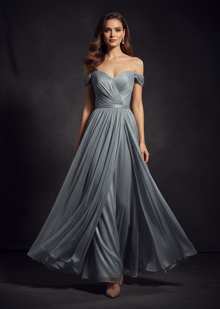 Elegantes Chiffonkleid in Hellblau - Ansicht 1
