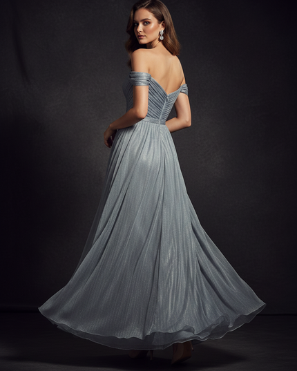 Elegantes Chiffonkleid in Hellblau - Ansicht 2