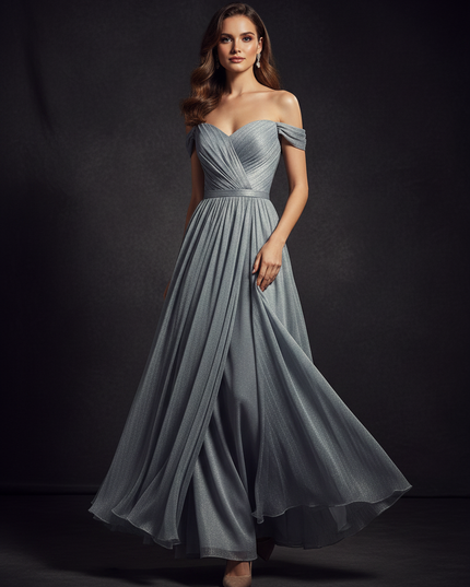 Elegantes Chiffonkleid in Hellblau - Ansicht 3