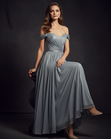 Elegantes Chiffonkleid in Hellblau - Ansicht 5