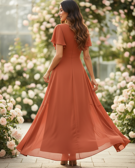 Hochzeitsgast Chiffonkleid in Orange - Ansicht 2