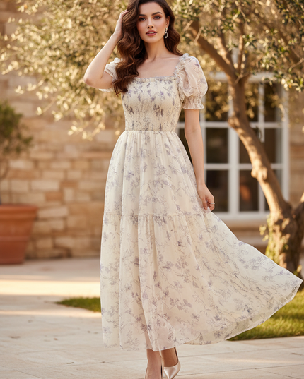 Romantisches Chiffonkleid Blumenprint - Ansicht 1