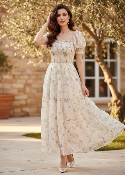 Romantisches Chiffonkleid Blumenprint - Ansicht 1