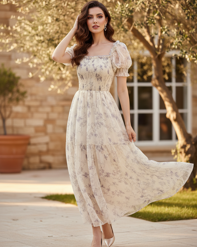 Romantisches Chiffonkleid Blumenprint - Ansicht 3