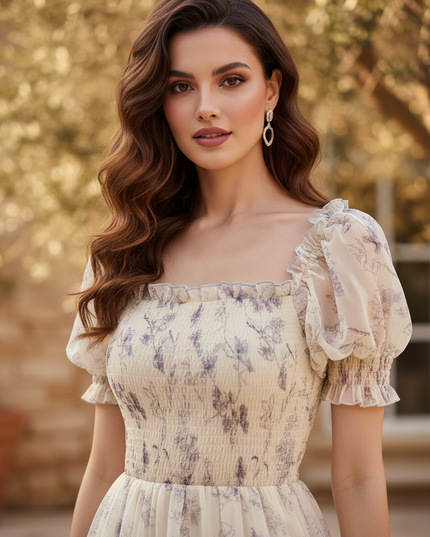 Romantisches Chiffonkleid Blumenprint - Ansicht 4