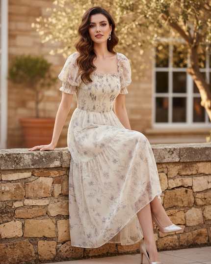 Romantisches Chiffonkleid Blumenprint - Ansicht 5