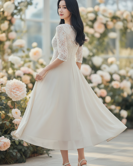 Chiffon Kleid mit Spitze im Lagenlook - Ansicht 2