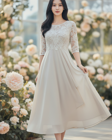 Chiffon Kleid mit Spitze im Lagenlook - Ansicht 3