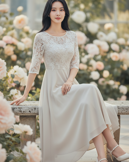 Chiffon Kleid mit Spitze im Lagenlook - Ansicht 5