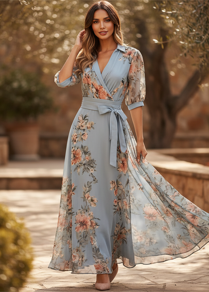 Sommerliches Chiffonkleid in Hellblau - Ansicht 1