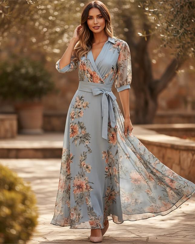 Sommerliches Chiffonkleid in Hellblau - Ansicht 1