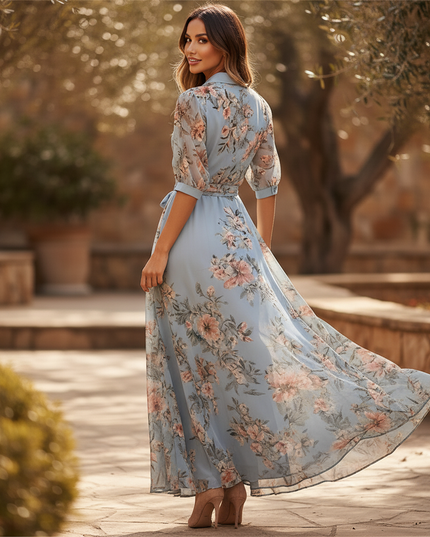 Sommerliches Chiffonkleid in Hellblau - Ansicht 2