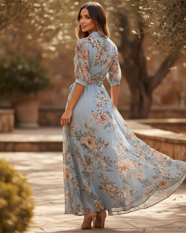 Sommerliches Chiffonkleid in Hellblau - Ansicht 2