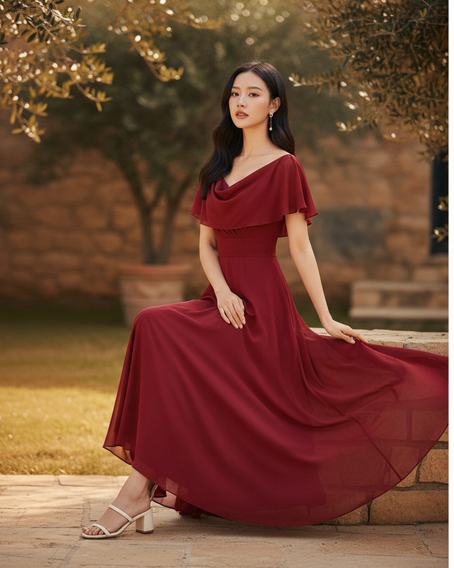 Festliches Chiffonkleid mit Ruschen - Ansicht 5