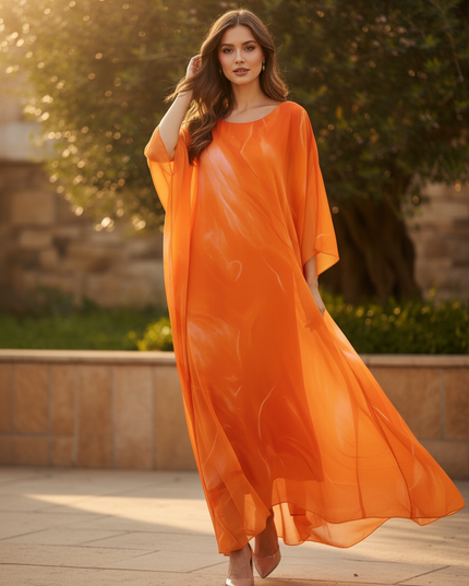 Elegantes Chiffonkleid Langarm Maxi - Ansicht 3