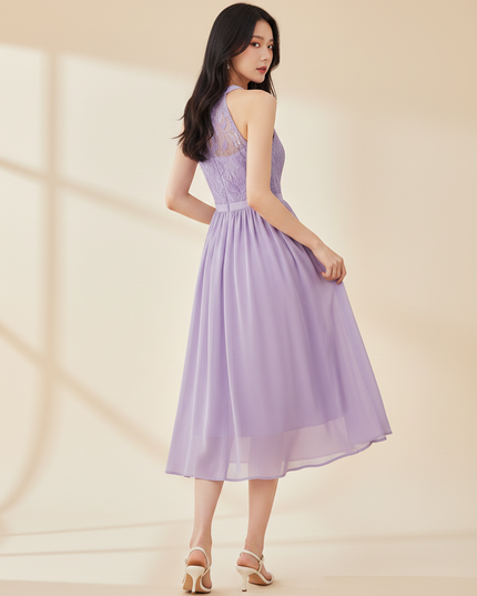 Elegantes Chiffon-Midikleid in Lila - Ansicht 2