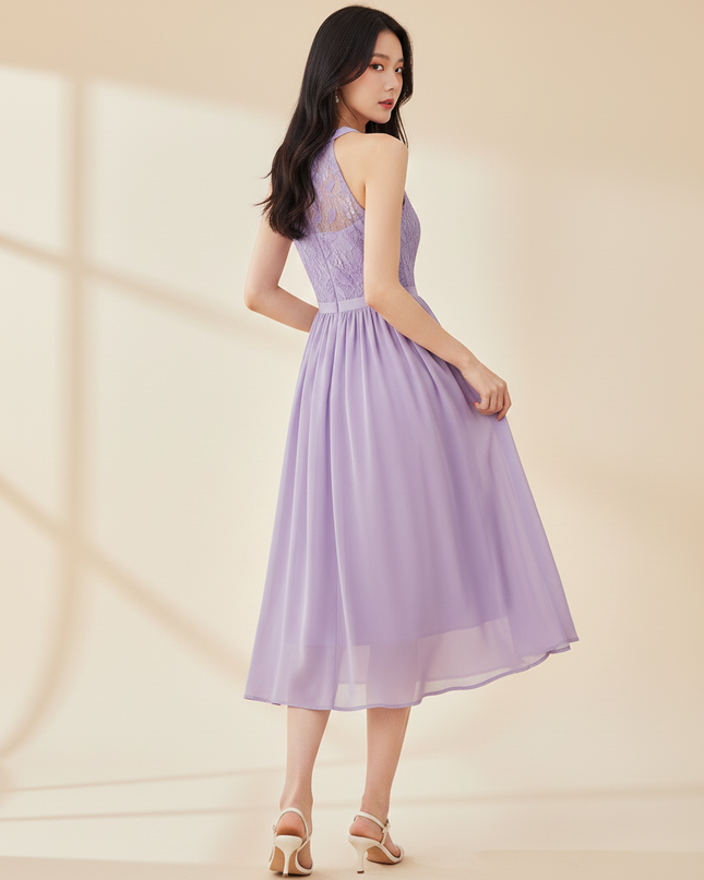 Elegantes Chiffon-Midikleid in Lila - Ansicht 2