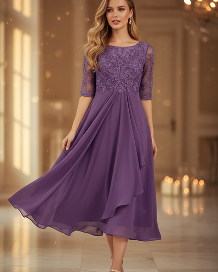 Festliches Chiffonkleid in Lila - Ansicht 1